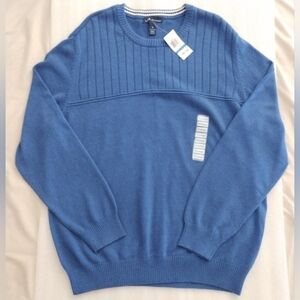John Ashford Men's Pullover Long Sleeve Sweater Blue/White Size XL NWT
